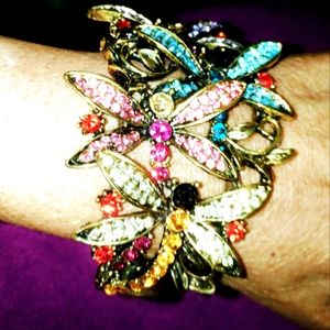 Dragonflies, multicolor bracelet, opens and closes